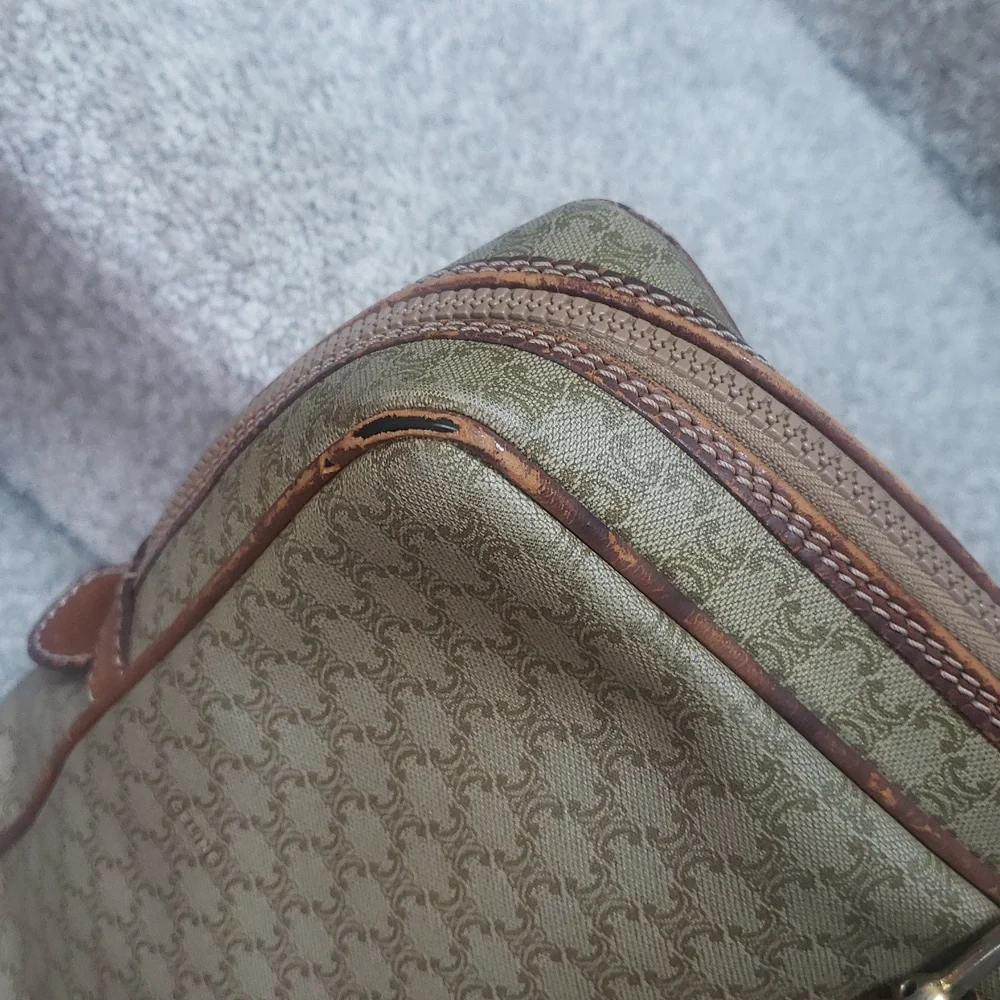 Celine Tan/Brown Leather/Coated Canvas Briefcase Document case Authentic Vintage